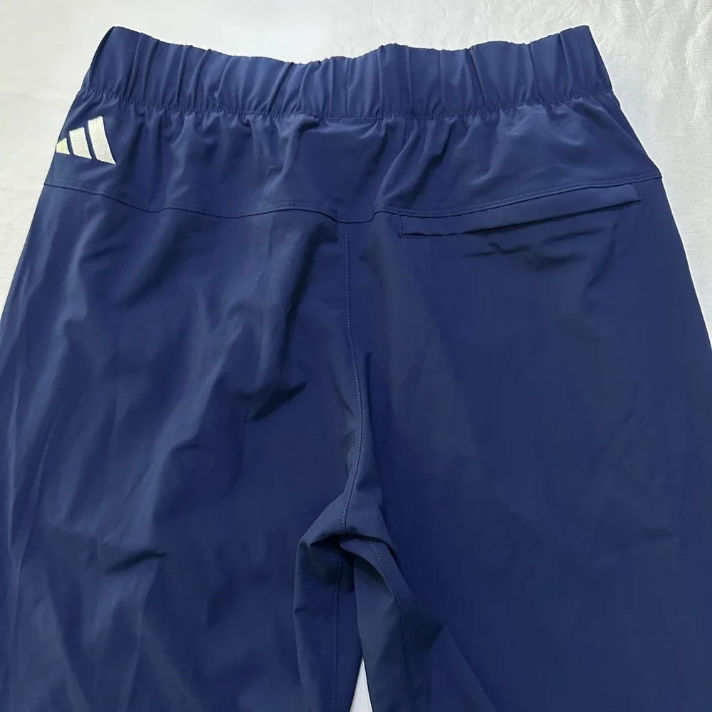 Adidas Mens Woven Track Pants M Navy Blue Ankle Zip Tapered Athletic Activewear